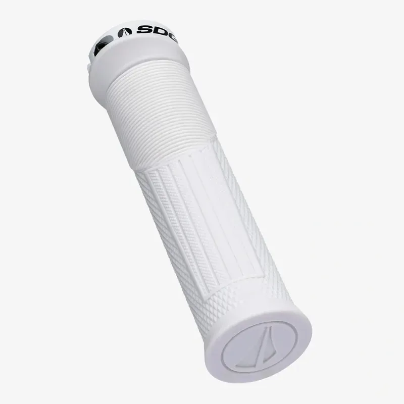 SDG Thrice OC Large Lock-on MTB Grips in White/Black-3