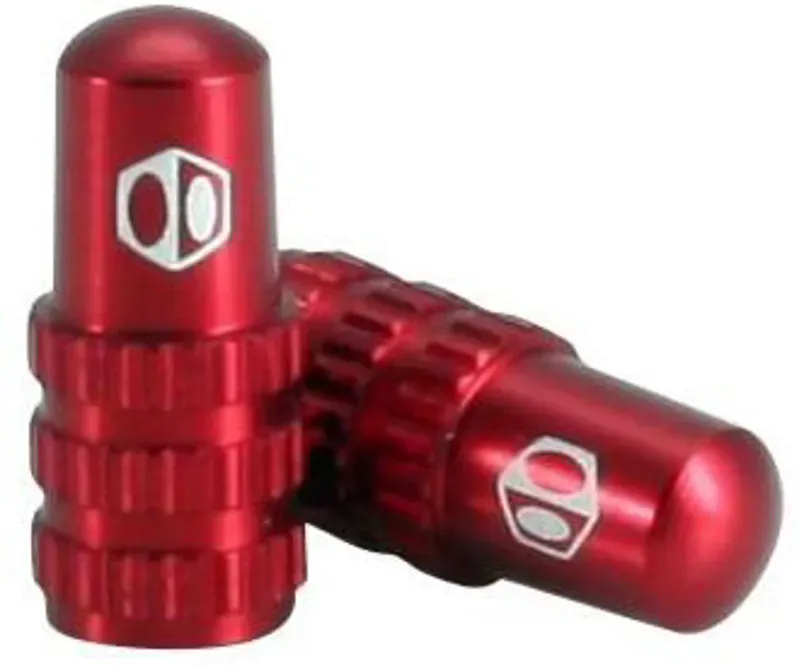 Box Cone Presta Valve Cap Pair in Red
