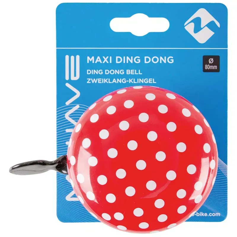 M-Wave Maxi Ding Dong Bicycle Bell - Red with Polka Dots-1
