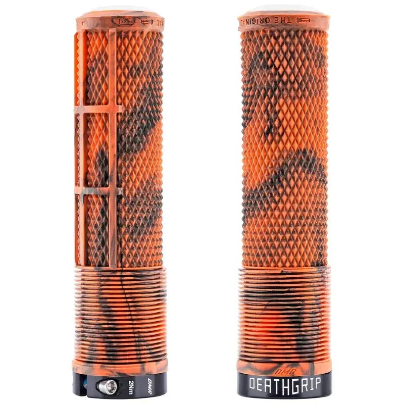 DMR DeathGrip 2 Thick Flangeless Grips in Orange Marble