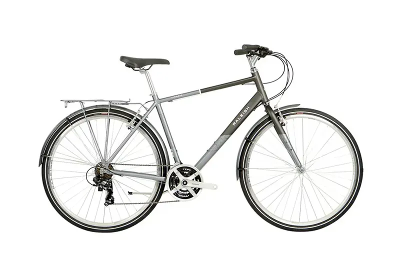 2020 Raleigh Pioneer Crossbar Hybrid Bike in Grey