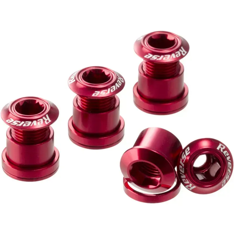 Reverse Chainring Bolt 8-pack Set in Red