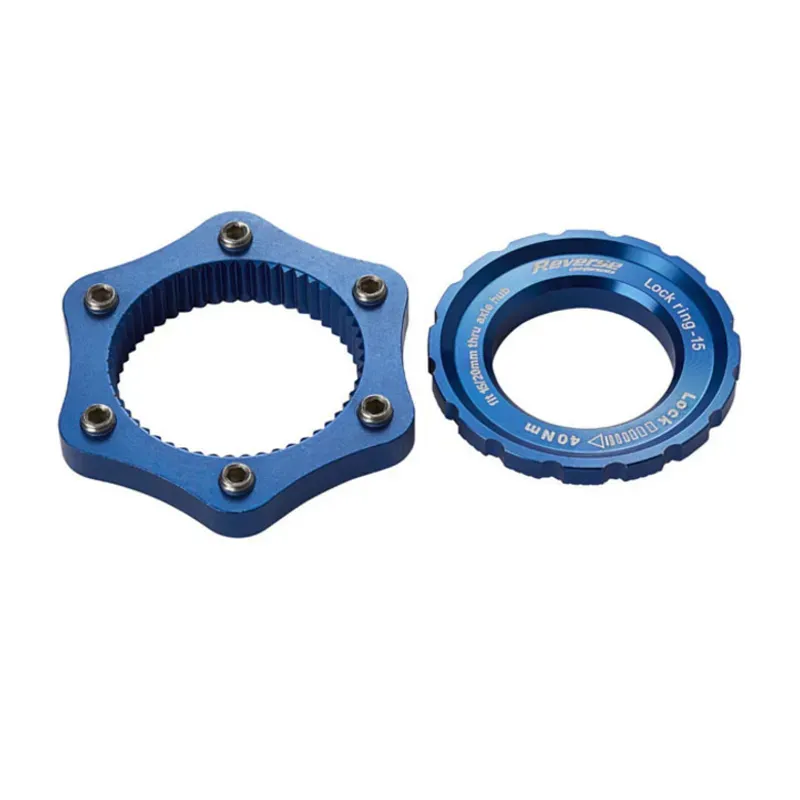 Reverse Center Lock to 6-Bolt Rotor Adapter in Blue