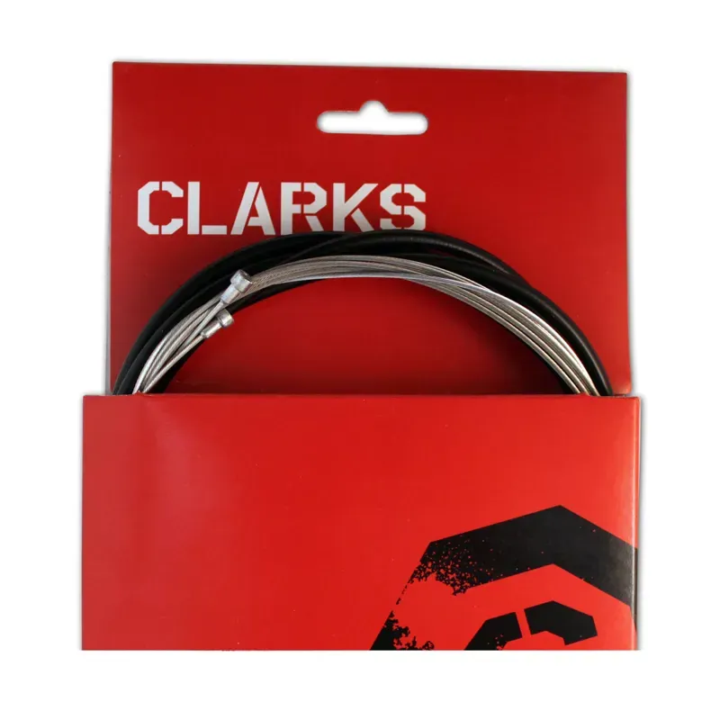 Clarks S/S Front/Rear Gear Cable Kit w/Outer Casing in Black